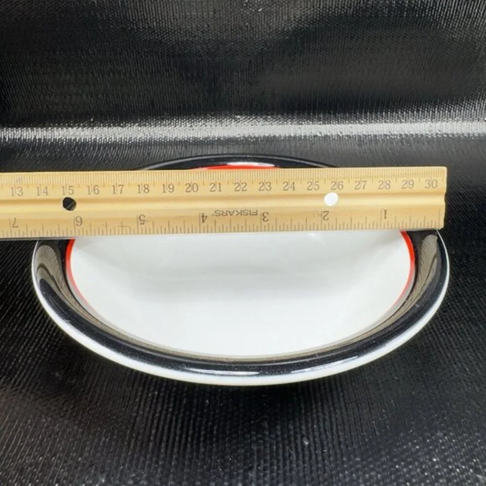 Ranmaru Tuxedo Japan Ceramic Stoneware Black Red White Deep Dish Bowl Set4 Bowls